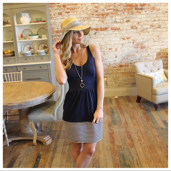 ✨LAST✨Navy Racer Back Stripe Bottom Sundress - Picture 2 of 4